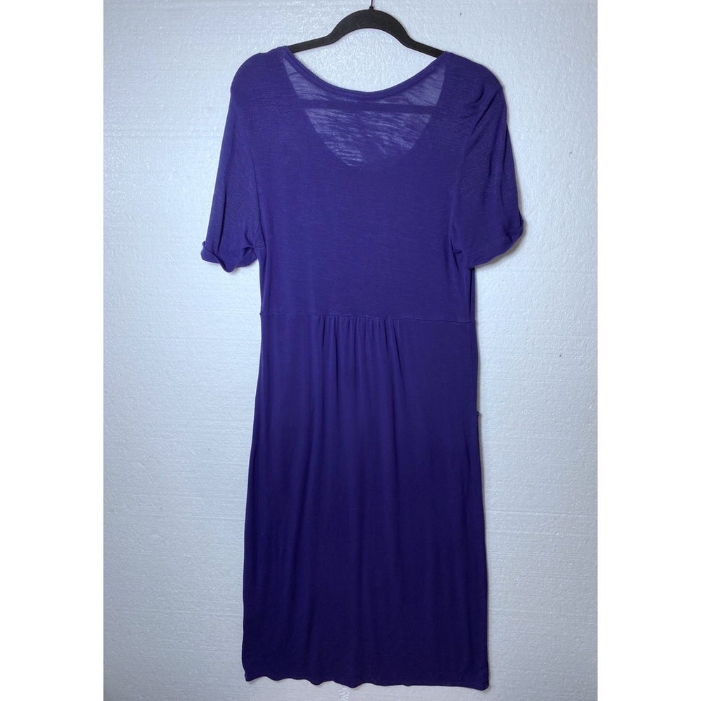 J. Jill Womens Size XS Petite Purple Knit Maxi Dress Pockets Scoop Neck Modest